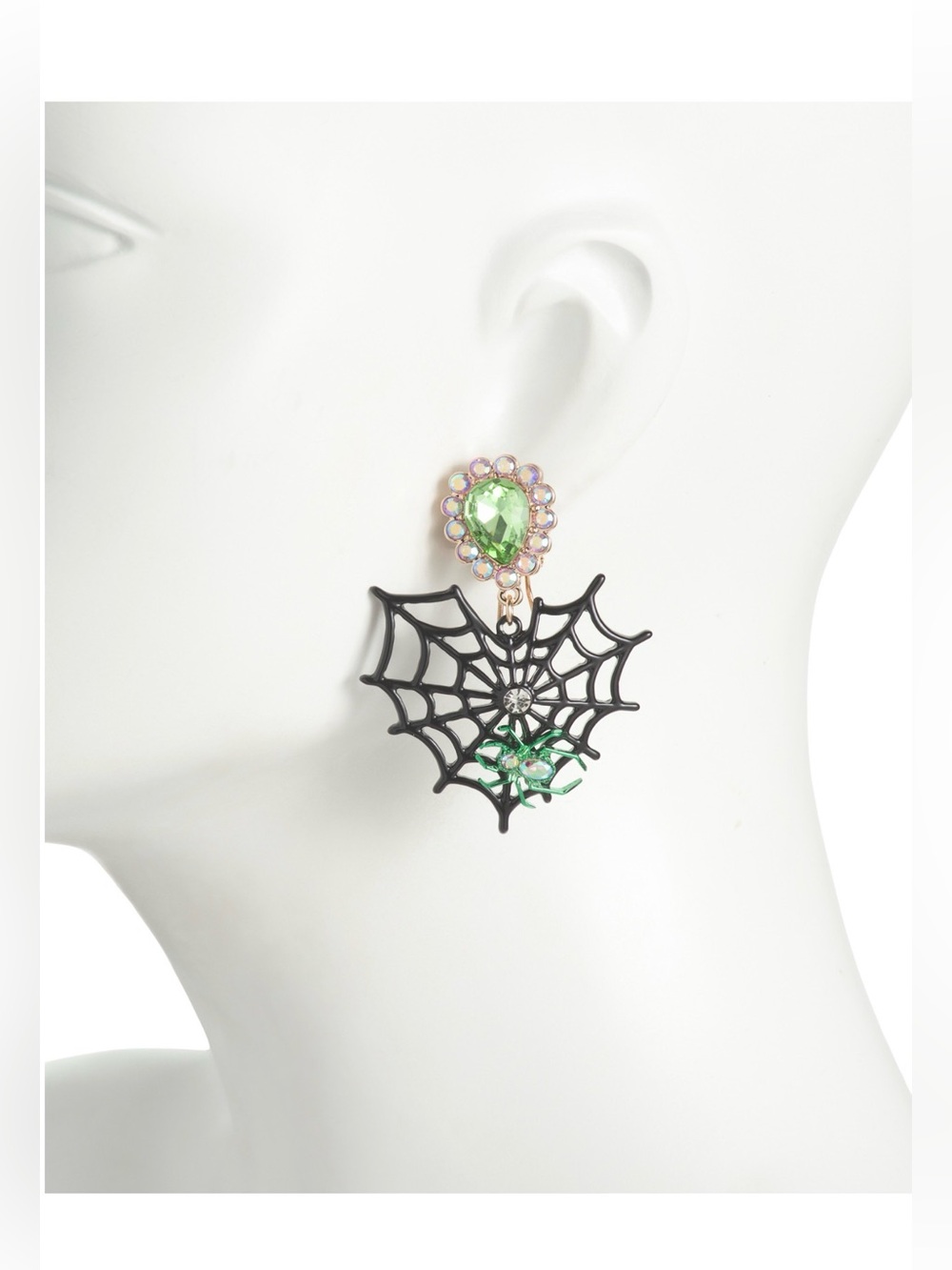 🩶BETSEY JOHNSON SPIDER WEB HEART DOUBLE DROP EARRINGS - NWT🩶